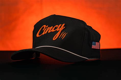 Cincy hat - Rope Hat - Black with Red Logo. $35.00 USD. Pay in 4 interest-free installments for orders over $50.00 with. Learn more. Quantity. Add to cart. The Cincy Hat was created as a gift to give my teammates. People kept asking where they could buy the hat but I vowed to never make profit off of it because it didn't feel right.